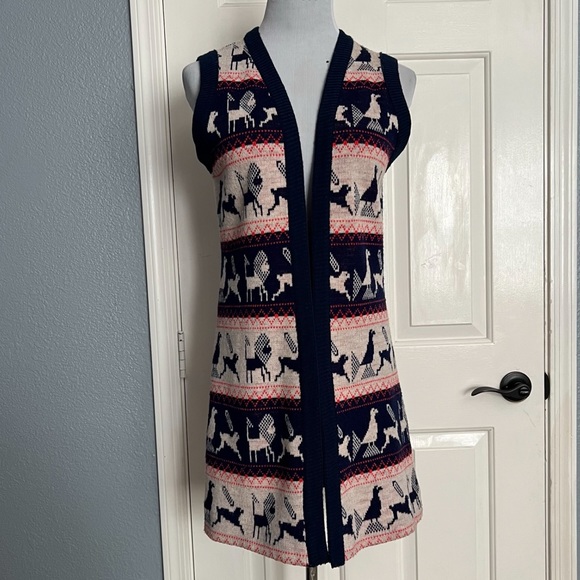 Vintage Knit-70s by Jonathan Logan Boho Knit Maxi Length Sweater Vest Fair Isle - Picture 3 of 6